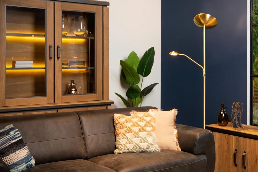 Lucide ZENITH - Floor reading lamp - LED Dim. - 3000K - Matt Gold / Brass - atmosphere 3